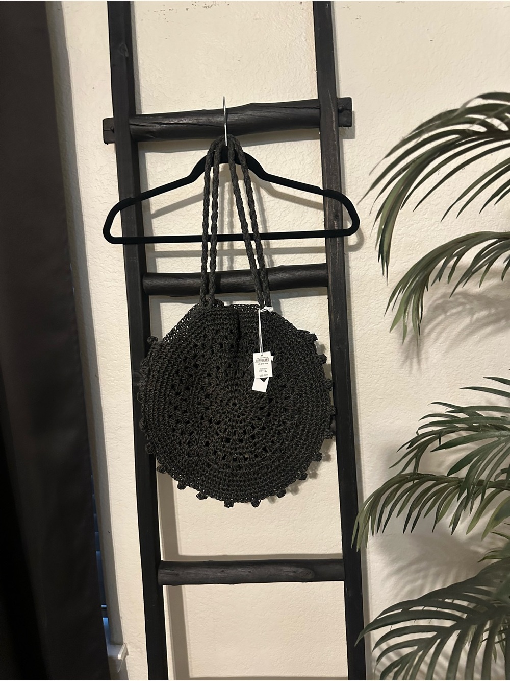 American Eagle Outfitters Black Crochet Round Shoulder Bag